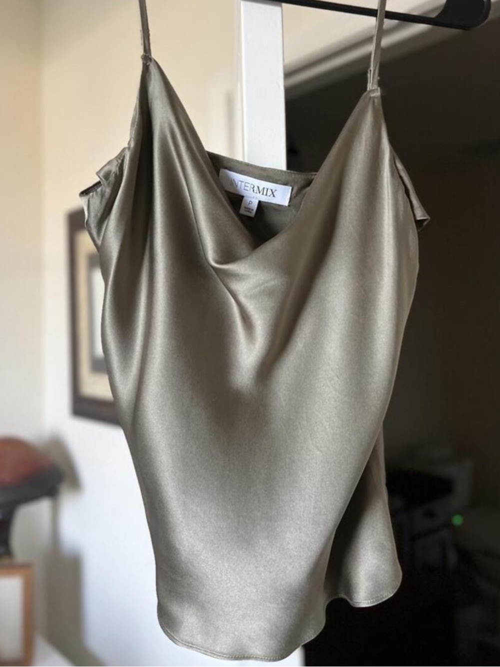 INTERMIX Olive 100% Silk Shirt